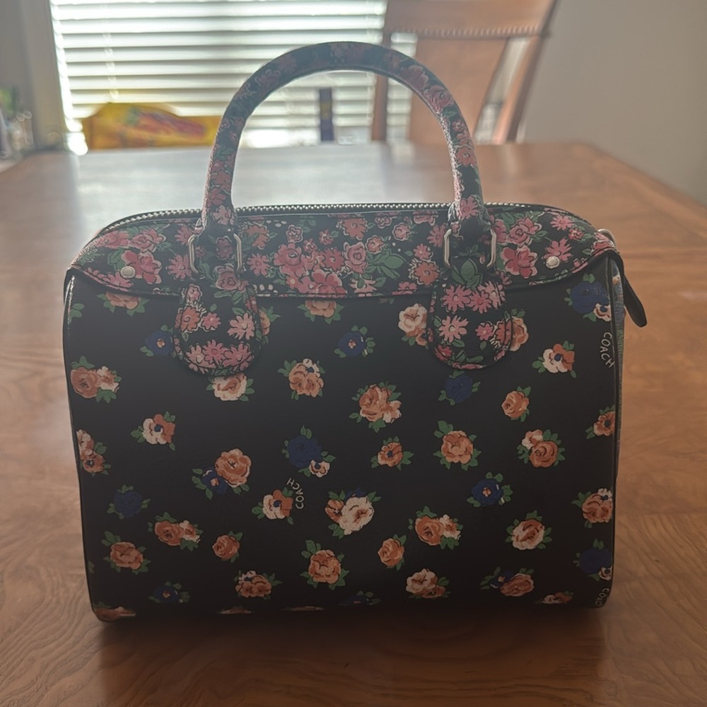 Coach satchel handbag Floral Pink Blue Black - Picture 4 of 10